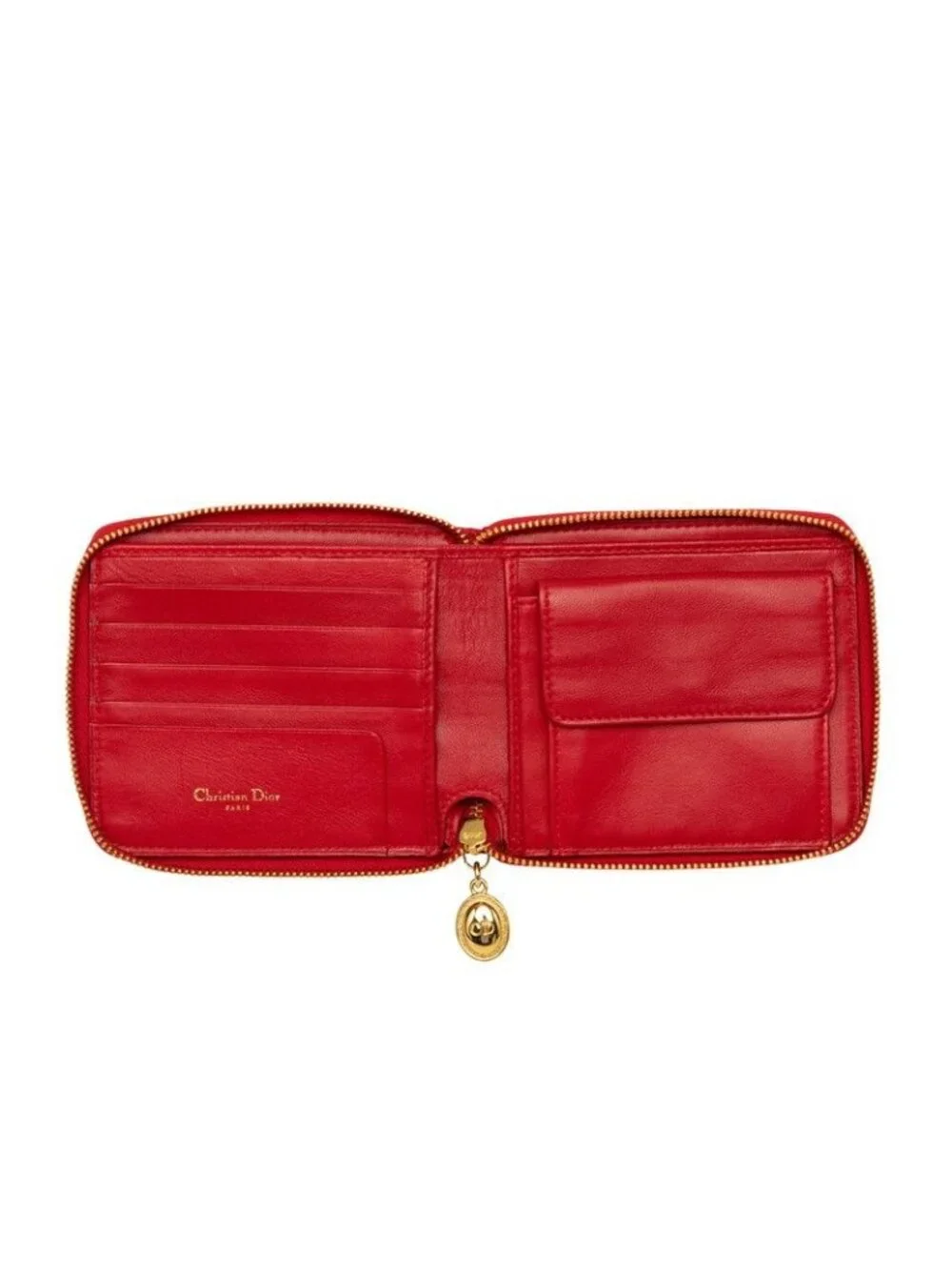 Dior Cannage Bifold Wallet Red Lambskin